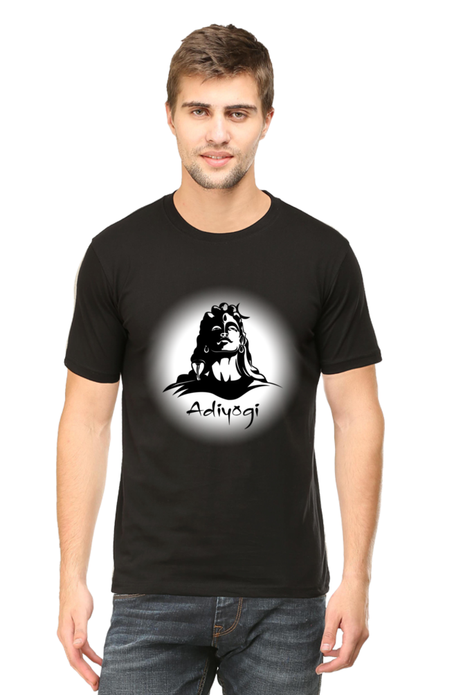 Adiyogi ( Dark Color ) Unisex Round Neck Half Sleeve